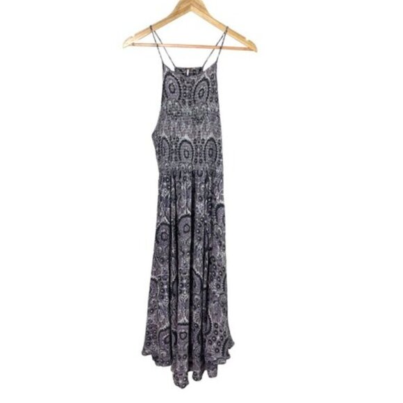 FREE PEOPLE SEASONS IN THE SUN PAISLEY FLORAL HALTER MIDI DRESS - Picture 2 of 7